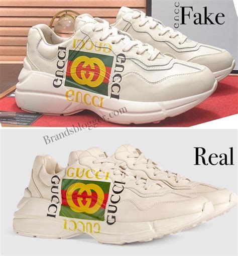 rhyton gucci logo leather sneaker fake|gucci rhyton black and white.